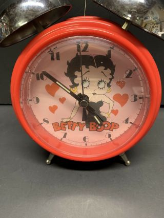 Betty Boop Large Alarm Clock Red & Silver Black Dress & Hearts 2