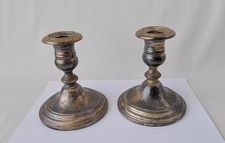 Gorham Sterling Silver Candle Stick Holders Cement Weighted 5 " Tall