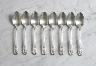 8 Wallace Harmony House Plate Aa,  Classic Filigree Silverplate Table Soup Spoons