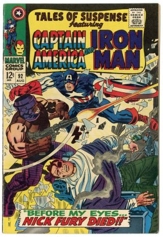 Tales Of Suspense 92 Vf/nm 9.  0 White Pages Iron Man Cap Marvel 1967