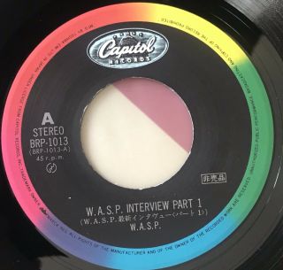 W.  A.  S.  P.  - Interview 7 ' Vinyl Japan Capitol BRP - 1013 WASP Very Hard To Find 6
