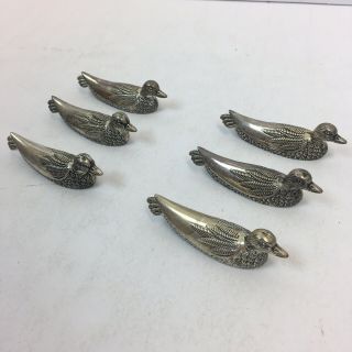 Htf Set Of 6 Silver Plated Duck Knife Rests Silea Oxidized Need Polishing