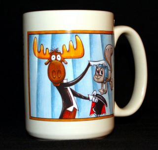 Television Tv Vintage Rocky And Bullwinkle Animation Cartoon Coffee Cup Mug 1995