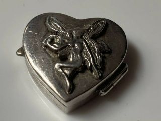 Vintage Solid Sterling Silver Erotic Fairy Pill Box London 1996 Douglas Pell