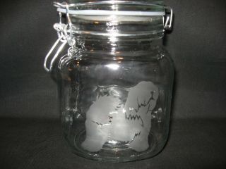 Etched Old English Sheepdog Glass Mason Treat Biscuit Cookie Storage Jar