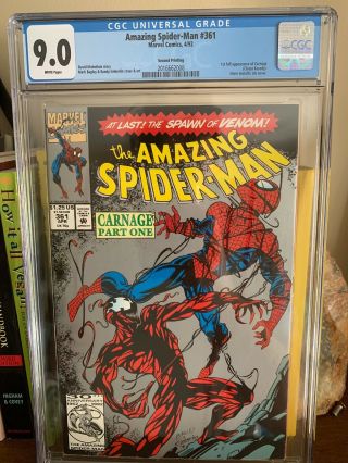 The Spider - Man 361 Cgc 9.  0 2nd Print Silver.  First App Of Carnage 