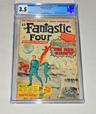 Fantastic Four 13 Cgc 3.  5 Cream To Off - White Pages 1963 1st Watcher