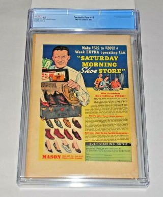 Fantastic Four 13 CGC 3.  5 Cream to Off - White Pages 1963 1st Watcher 2