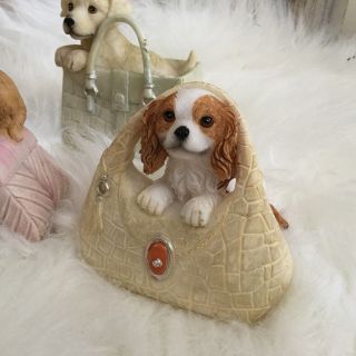 Dog in a Handbag Ornament Figurine Gisela Graham Pug Chihuahua Labrador Puppy 2