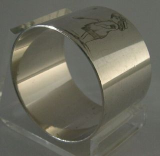 PRETTY SILVER PLATED KATE GREENWAY BADMINTON NAPKIN RING c1880 - 1890 ANTIQUE 3