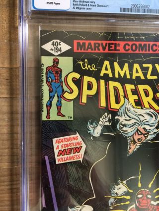 Spiderman 194 CGC 9.  2 White Pages 1st Black Cat 3