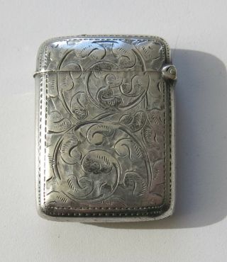 Antique Victorian British Sterling Silver Vesta Case c.  1897 2