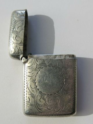 Antique Victorian British Sterling Silver Vesta Case c.  1897 3