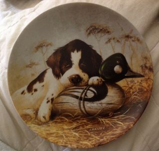 Dog Tired Springer Spaniel Puppy And Duck Decoy Knowles Collector Plate
