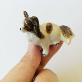 Papillon Figurine Dog Tiny Cute Ceramic Craft Painted Pet Gift Collectible 1 Pc