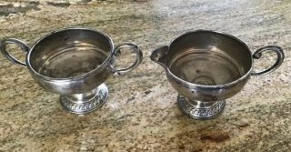 Vintage Weighted Sterling Silver Creamer And Sugar Bowl