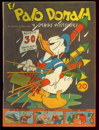 Donald Duck V1 7 Rare Sub - Mariner Foreign Ed.  Carl Barks Disney Comic 1944 Fn -