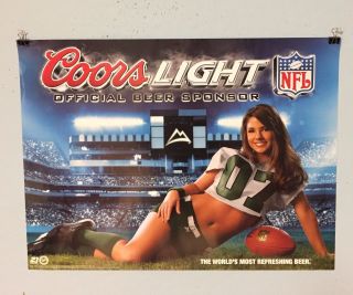 Coors Light Beer Poster Nfl Football Girl Green Jersey