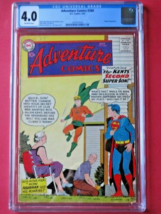 Adventure Comics 260 - Cgc 4.  0 - Dc 1959 Key - 1st Silver Age Aquaman,  Origin