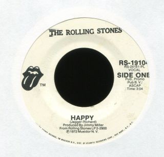 The Rolling Stones Happy On Rolling Stones Records Promo 45