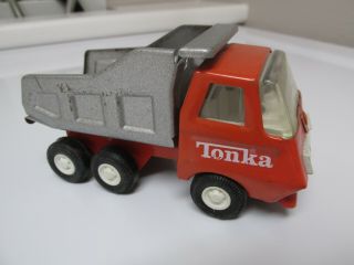 Vintage Tiny Tonka Orange/silver Dump Truck In Very Good
