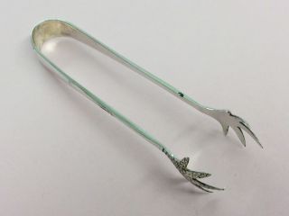 ANTIQUE STERLING SILVER CLAW END SUGAR BOWS TONGS 1909 2