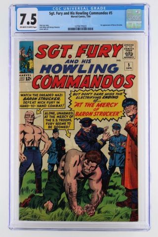 Sgt.  Fury 5 - Cgc 7.  5 Vf - Marvel 1964 - 1st App Of Baron Strucker