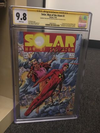 Solar Man Of The Atom 3 Cgc 9.  8 Ss Signed By Jim Shooter & Bob Layton Valiant
