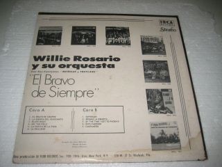 Willie Rosario Y Su Orquesta El Bravo De Siempre Very Rare Salsa Guaguanco VG 3