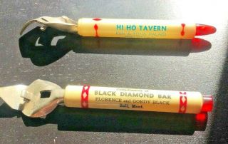 2 Vintage Advertising Beer Can Openers Hi Ho Tavern Black Diamond Bar