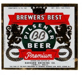 1930s Harvard Brewing Co,  Lowell,  Massachusetts Brewers 