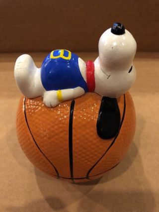 Vintage Snoopy On Basketball Coin Bank 1966 Peanuts Sports Series Composite