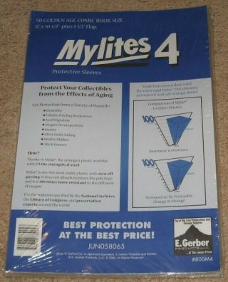 Pack Of 50 Mylites 4 Mil Mylar Golden Age Comic Book Bags 8x10.  5 Sleeves