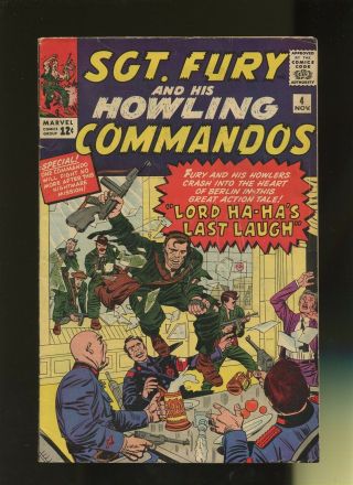 Sgt.  Fury And His Howling Commandos 4 Vg,  4.  5 1 Book Marvel/lord Ha - Ha Dies