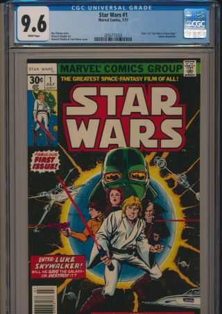 Marvel Comics Star Wars 1 1977 Cgc 9.  6 White Pages 1st Print Movie Adaptation