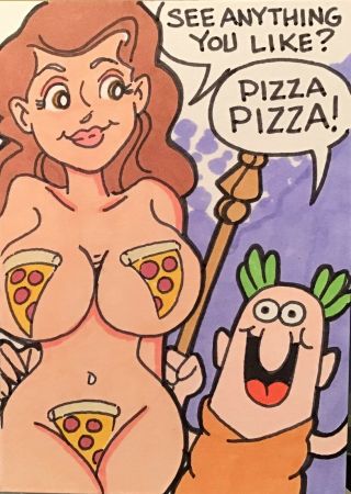 Jim8ball 5492 Pizza Pizza Sexy Comic Art Sketch Card