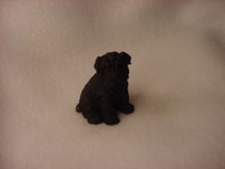 Shar Pei Black Puppy Figurine Dog Hand Painted Miniature Small Mini Resin