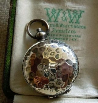 Antique Victorian Sterling Silver Chatelaine Hammered Coin Holder Locket 20 Gram