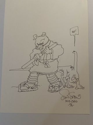 Rare Usagi Yojimbo Art By Stan Sakai 1996 Zato - Ino The Blind Sword Pig