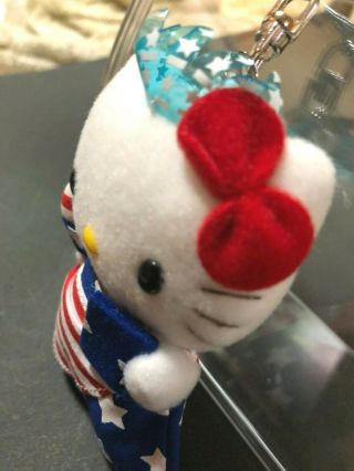 Hello Kitty Mascot key ring holder chain United States flag Plush Doll Sanrio 4