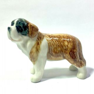 Miniature Stand Saint Bernard Dog Statue Ceramic Animal Figurine Decor Gift
