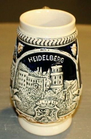 Heidelberg 1/4 Liter Beer Stein Mug Ceramic Not Lidded German Style 5.  5 Inch