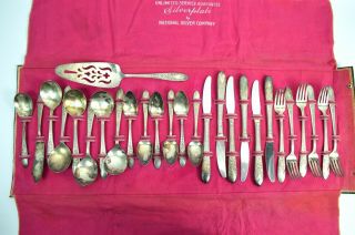 National Silver Co A1 Roses And Leaf Silverware 27 Piece Silverplate