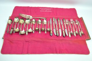 National Silver Co A1 Roses And Leaf Silverware 27 Piece Silverplate 2