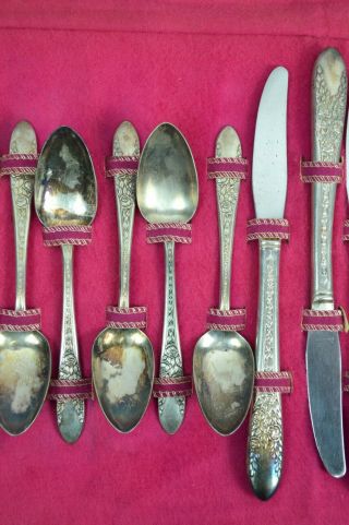 National Silver Co A1 Roses And Leaf Silverware 27 Piece Silverplate 6