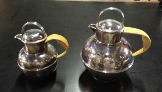 Mid Century International Silver Co.  Silver Plate And Wicker Handle Tea Pots