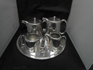 5 Pc Vintage Silver Plate Hotel Type Tea Set Stamped Epns Hard Solder