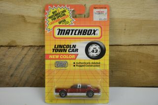 Vintage 1988 Matchbox Sperfast Mb43 Lincoln Town Car 1/76 Diecast