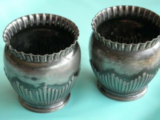 Vintage Matching Silver Plated Walker & Hall Fern Pot Vases 90mm Height