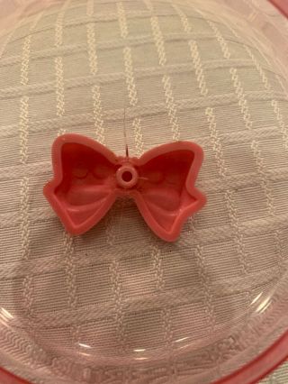 Vintage 1986 1990 Sanrio Tweedle Dee Bear Plastic Trinket Box Round Pink Bow Lid 6